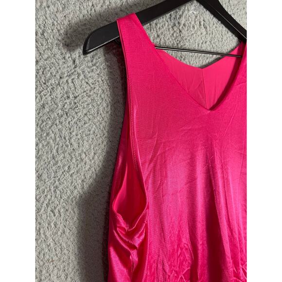 Hot Pink Sleeveless Swing Dress Women’s XL A-Line Layered‎ Hem Party Style - Picture 6 of 8